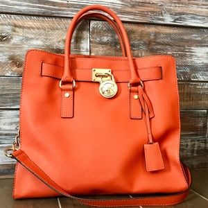 Michael KORS Hamilton Large Tangerine Leather Tote